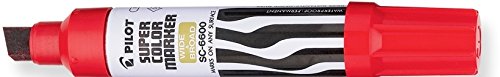 Pilot Super Color Jumbo Refillable Permanent Markers, Red Ink, Extra-Wide Chisel Point, 12-Pack (43300) #TOP1