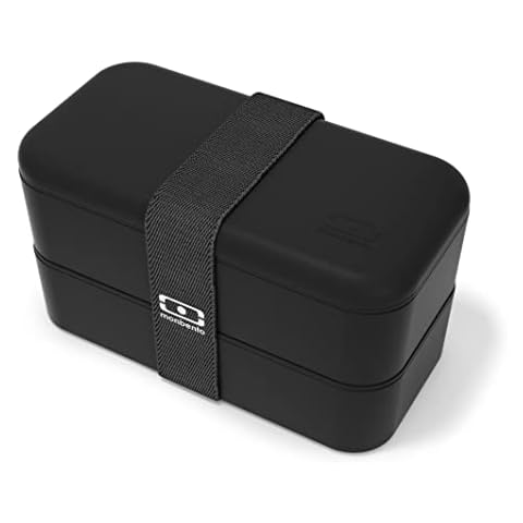 monbento - Bento Box MB Original Onyx with Compartments - 2 Tier Leakproof Lunch Box for Work Lunch Packing and Meal Prep - BPA Free - Food Grade Safe Food Containers - Black Cover