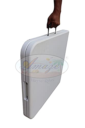 Image of AMAZE (4' x 2', Variable Height Portable Foldable Table | Space Saving, Carry Like Bag, Multipurpose Folding Table for Study, Laptop, Dining, Camping & Outdoor Use- White