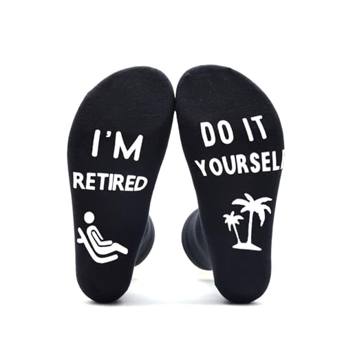 Lyqaq Funny Retirement Socks - I'M RETIRED DO IT YOURSELF Novelty Lounge Soft Cotton Ankle-Length Socks for Men & Women - Best Birthday, Christmas Gifts for Retirees