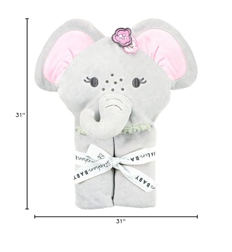Image of Stephan Baby Hooded Towel - 100% Cotton with Fun Animal Design for Infants and Toddlers, 31 inch Square, Elephant Pink