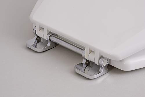 Centoco 900Ch-001 Premium Molded Wood Toilet Seat For Elongated Bowl, White With Chrome Hinge #TOP3