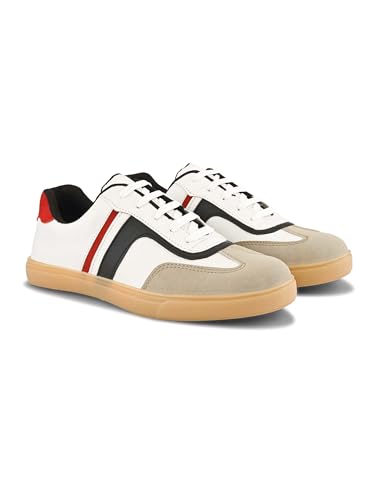 Image of STANPHORD Mens Tpkp 9622 White Black Men Lightweight Comfort Insole Lace-up Sneakers