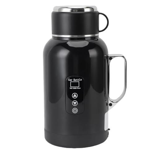 HELEVIA Bollitore Elettrico per Auto 1300 Ml, 304 Caldaia in Acqua Calda Portatile in Acciaio Inossidabile, Bollitore da Viaggio Elettrico con Display a Temperatura a LED