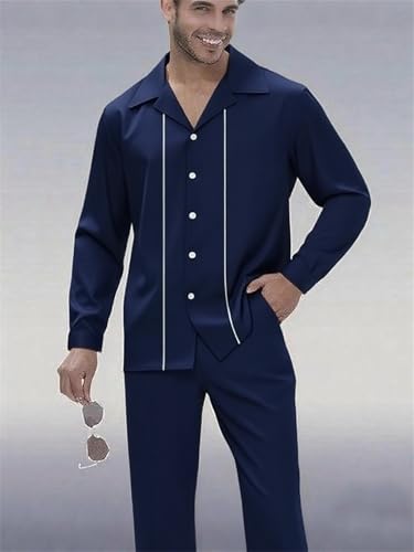 Men's Long Sleeve 2 Piece Shirts Suit Big and Tall Matching Set Loose Party Street Wear S-5XL2