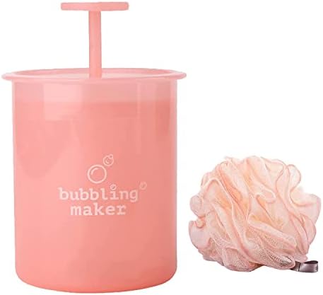 JIBIACB Facial Foamer,Face Foam Maker Shower Loofahs Set,Bath Shower Loofah Sponge Marshmallow Whip Maker Skincare Tools Facial Cleansing Tool for Face Body Wash Gift for Her (1 Set, Pink)