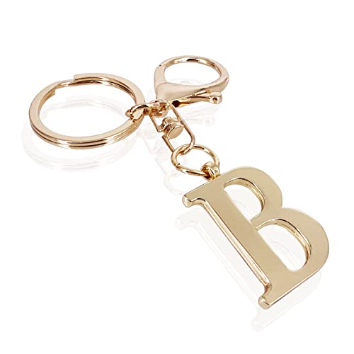 LAXPICOL Gold Letter A-Z Keychain for Women Men Purse Handbags Metal Alphabet Initial Letter Key Ring Keychain, B, M