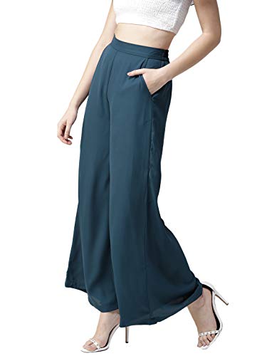 Image of Style Quotient Women Black Solid Flared Palazzos