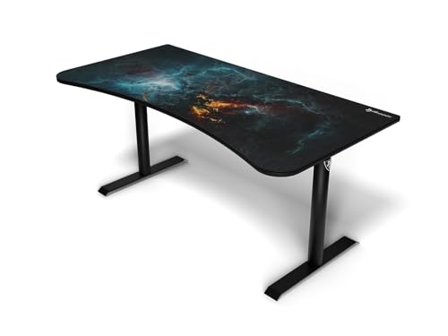 Arozzi Arena Ultrawide gebogener Gaming- und Bürotisch mit vollflächiger, wasserabweisender Schreibtischunterlage, Kabelmanagement-Aussparungen und Netz (Omega)
