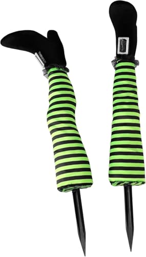 Wlflash Halloween Witches Legs Decor Leg Yard Stakes Stake Wreaths Feet Door Crashing Garden Party Porch Wicked Hanging House Foot Outdoor Decorations (Green1) - image 4