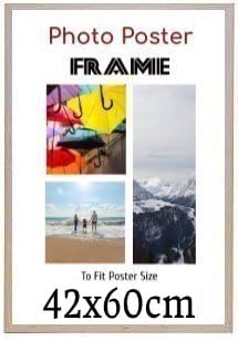 Beech 42 x 60 cm Poster Frames - Large MDF Wooden Frames 60x42 cm - Both Ways Wall Hanging Wall Gallery Living Room Photo Picture Frame With Shatterproof Perspex Sheet