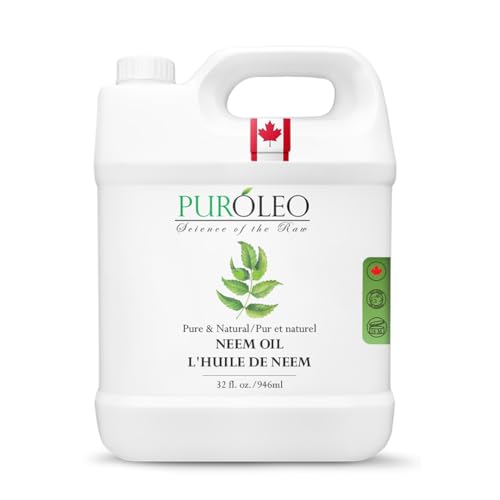 PURÓLEO Aceite NEEM 100% puro, 907.2 g (fabricado en Canadá), aceite natural prensado en frío sin refinar para cabello y cara