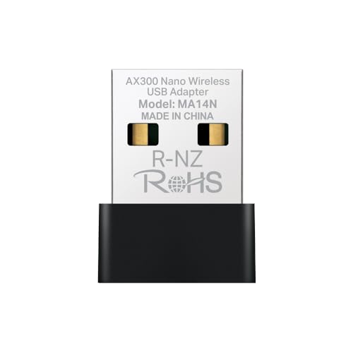 Mercusys MA14N AX287 Mbps Nano Design Instalación fácil Admite Linux y Windows (11/10/7) Wi Fi 6 USB Adapter