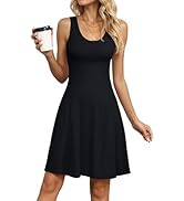 Valiamcep Women's Summer Dresses Scoop Neck Sleeveless A-Line Ribbed Knit Above Knee Tank Dress