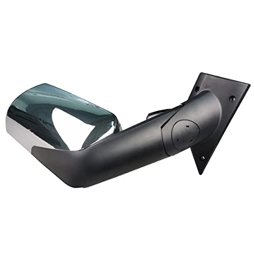 FIT FREIGHTLINER NEW CASCADIA Door Mirror Assembly Motorized & Heated Right / Passenger Side with Chrome finish for 2018 2019 2020 & 2021 Models (FRCA-1401D-R)