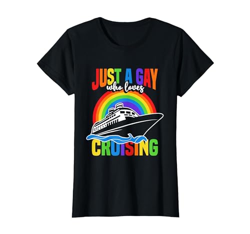 Gay Cruise Cruiseing Summer Vacation T-Shirt, Women, Black, Large