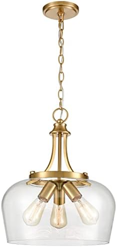 TEENYO Modern Gold Pendant Lights Mid Century 3-Light Clear Glass Pendant Lig...