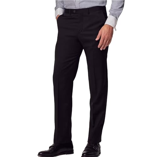 Men's Flat-Front Dress Pants with Hidden Expandable Waistband, Wrinkle-Free Stretch Suit Slacks for Men – Classic Fit2