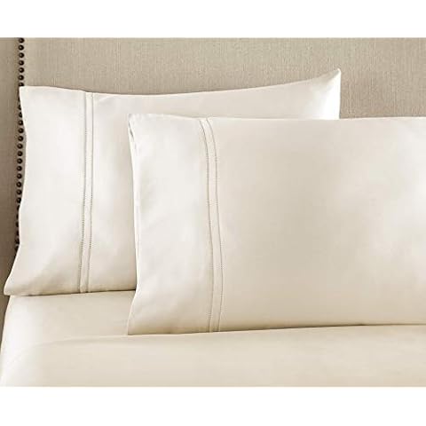 Pure Parima Egyptian Cotton Pillowcase Set, Extra-Long Staple, Double Hem-Stitched, Side Envelope Enclosure, 2 Pillowcases, All Natural (Ivory, King) Cover