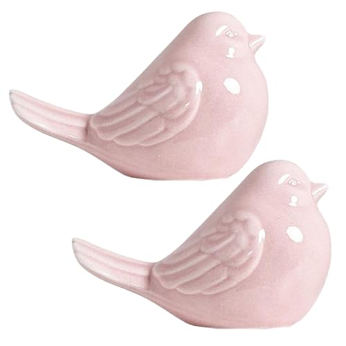 Figurines d'oiseaux 2pcs décor d'oiseau en céramique décoratifs en céramique vitrines Figurines Home Decor, 4x2.5x2.6 Statue d'oiseau pour décoration d'étagère...