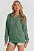 Dokotoo Hoodies for Women Drawstring V Neck Long Sleeve Front Button Collar Hooded Pullover Hoodie with Pockets Christmas Sweatshirt Loose Fit Casual Ladies Shirt Tops Winter Clothing Green X-Large