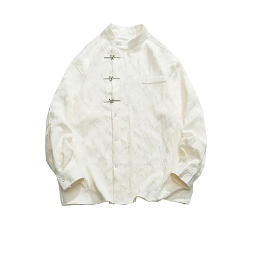 Chemise boutonnée homme manches longues coupe traditionnelle chinoise en textile haut de gamme
