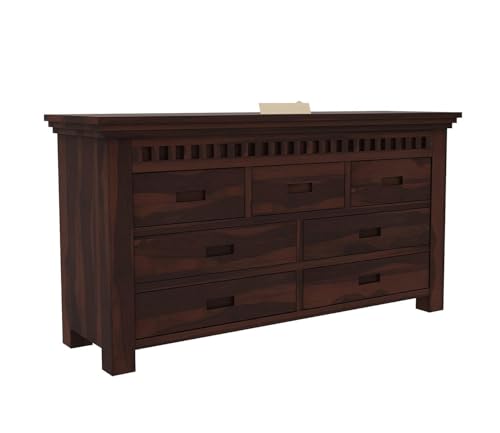 Image of Wooden Chest of Drawers for Living Room with 7 Drawer - Solid Wood Chest of Drawers Wooden Drawer Cabinet Chest of Drawer for Bedroom Storage Cabinet