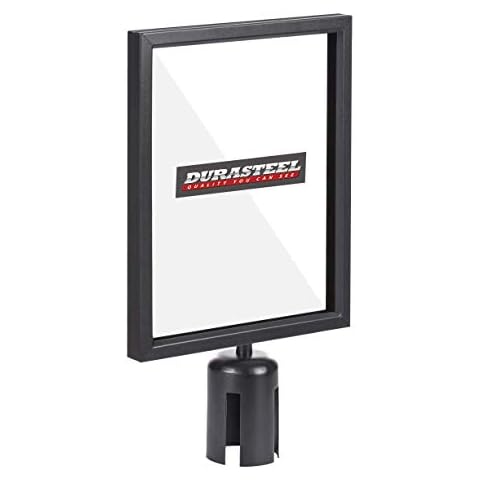 DuraSteel Stanchion Sign Holder - Portrait Display for 8.5" x 11" Paper Size - Double Sided Sign Frame with Plexiglass Cover - NOT Fit with US Weigh Sentry Stanchion - Crowd Control & Queue Barrier Cover