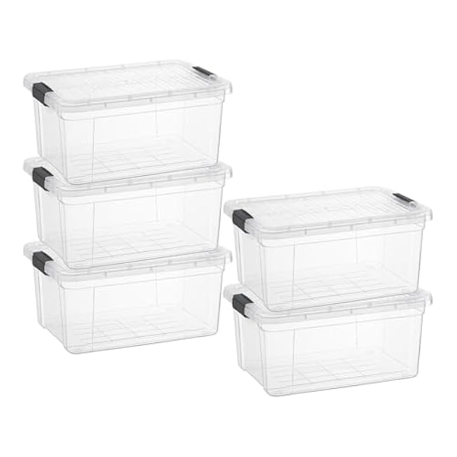 Superio Storage Bins with Lids- 3 Pack, 4.5 Qt Clear Boxes for Organizing, Stackable Plastic Containers- BPA Free, Non-Toxic, Odor Free, Organizer for Home, Office, Dorm