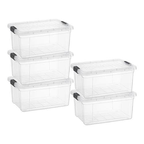Image of Superio 1.85 Quart Clear Plastic Storage Boxes with Lids, Stackable Organizer Containers, BPA-Free Storage Bins for Home, Office, School & Dorm, 5 Pack