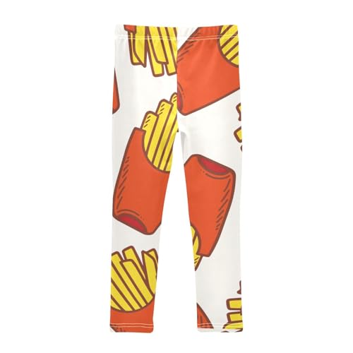 Golden Fried French Fries Fast Food Girls Leggings,Workout Leggings for Girls Toddler Athletic Leggings Size for 3-10T2