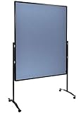 Legamaster Premium Plus Moderationswand - blau-grau - 150x120 cm - doppelseitig, mit Filz bezogenes Pinboard - einsetzbar als Trennwand - inkl. 4 feststellbaren Rollen und einklickbaren Papierhaken