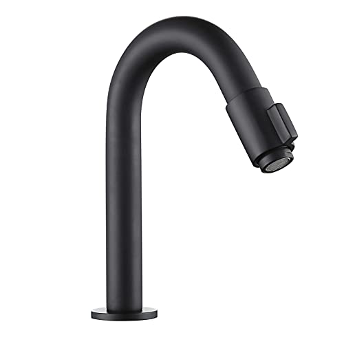 Grifo de lavabo de latón macizo en negro mate de un orificio para tocadores de diseño 2