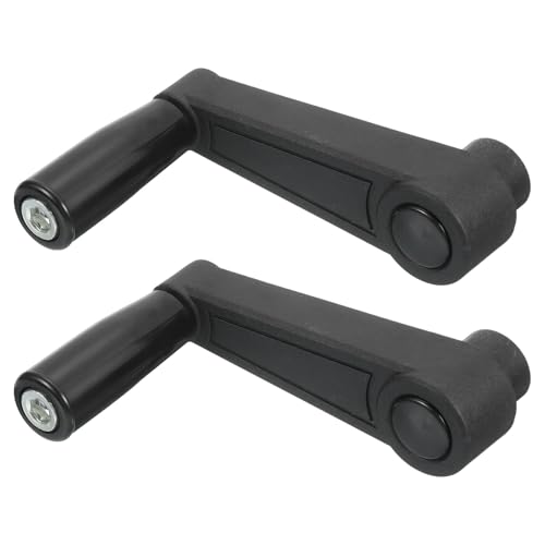 Image of uxcell 2Pcs 10x105mm (Dia x L) Revolving Handwheel Machine Handle, Universal Lathe Crank Grip Replacement for Industry Lathe Milling Grinding Machine, Black (Square Hole)