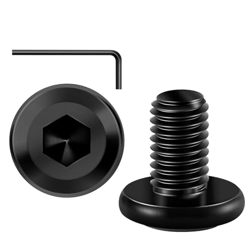20PCs M6 x 12 Flat Head Screws, Hexagon Socket, Stainless Steel A2 V2A, Full Thread Black Oxide with Hex Key