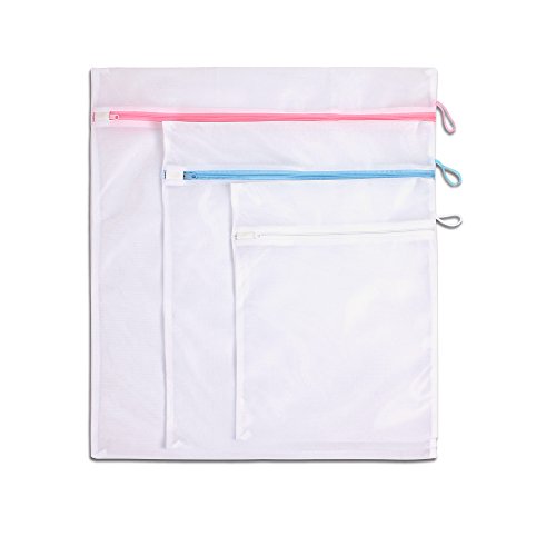 LaundrySpecialistu00ae BOLSAS LAVADORA set de 3 piezas - ideal para lavar con seguridad ropa pequeña y/o delicada. Dimensiones: 30 x 40 cm / 40 x 50 cm / 50 x 60 cm. Incluye lazo para colgar