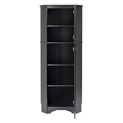 Prepac Elite Corner Storage Cabinet, Tall 2-Door, Black #TOP3
