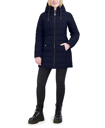 Nautica Women's 3/4 Stretch Puffer Jacket with Fur Hood and Half Back4