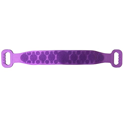 SILVANO Cepillo de Ducha para Espalda - Cinta de Goma Exfoliante - Incluye Asas en los Extremos - Superficies con Relieves - Largo de 75 cm - Ideal para Limpieza Profunda - Color Morado