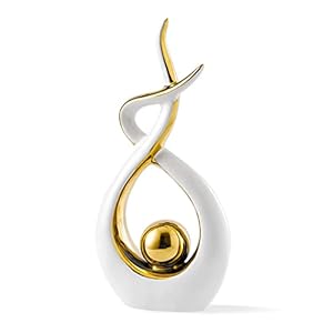 FJS Home Decor Modern Art Ceramic Statue Table Decoration, White Ceramic Home Decorations for Living Room Dining Room Coffee Table Centerpiece