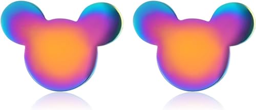 Stainless Steel Tiny Mouse Silhouette Button Stud Post Earrings for women earrings studs hypoallergenic earring3