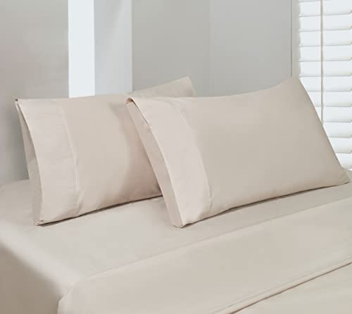 Bed Sheets Set 4 Pieces, Cooling 600 Tc 100% Egyptian Cotton,Fitted Sheet+Flat Sheet +Pillowcases, Breathable, Soft & Silky Sateen Weave Fits Mattress From 10 Up To 16" Deep Pocket (Ivory, Full) #TOP6