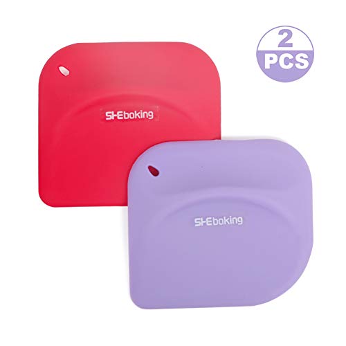 2 Pc Silicone Pastry Bench Dough/Bowl Scraper Spatula Multipurpose Kitchen Gadgets for Bread