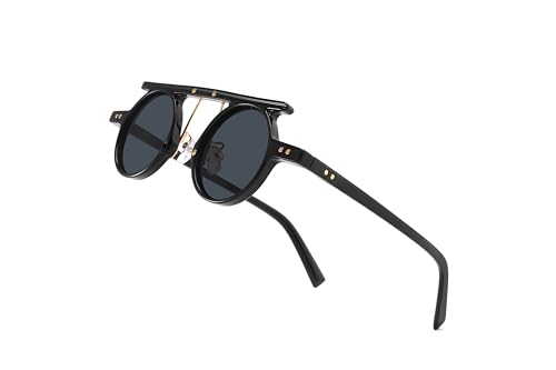 Ada Retro Round Sunglasses For Women UV Protection Small Mirrored Shades Womens Gifts For Fishing Outdoor Fashion Wear Black2