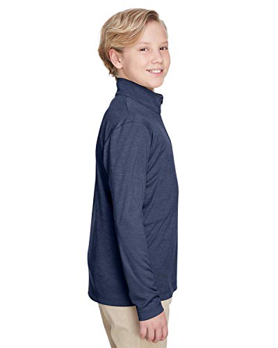 Team 365 Youth Zone Sonic Heather Performance Quarter-Zip M SP DRK NVY HTH2
