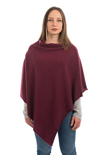 DALLE PIANE CASHMERE - Poncho en cachemire mélange - Made in Italy - Femme, Couleur: Bordeaux, Taille unique