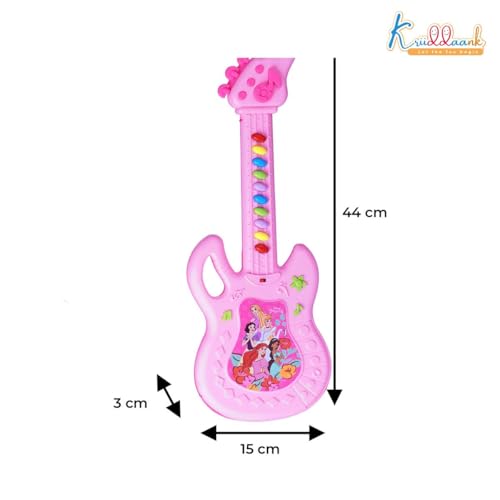 Image of Disney Princess Musical Guitar for Toddlers - Sing-Along Karaoke Junior Music Toy with Built-in Tones - Pink Rockstar Interactive Toy Guitar for Girls Ages 3+ - Educational Birthday Gift