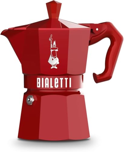 Image of Bialetti Exclusive Moka Pot, Premium Italian Stovetop Espresso Maker, Italian Made; Moka Pot /Percolator /Coffee Maker /Mocha Pot for an Authentic Italian Coffee (Red, 3 Cup)