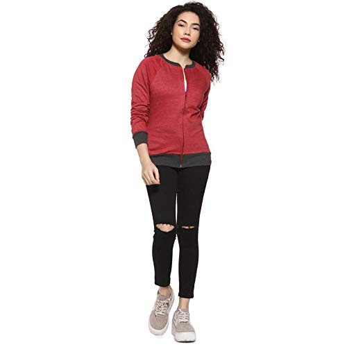 Image of PINACOLADA Women's Colorblock Sweatshirt with Ribbed Hem for Casual Wear | Low-High Neck | Long Sleeve | Button Closure | Cotton Sweatshirt Crafted with Comfort Fit for Everyday Wear