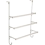 Franklin Brass (1-Pack) Over the Door Hooks Nickel Triple Towel Rack, 3-Tier with Hooks, Organizing and Storage Bar | Bathroom Accessories 193153-FN